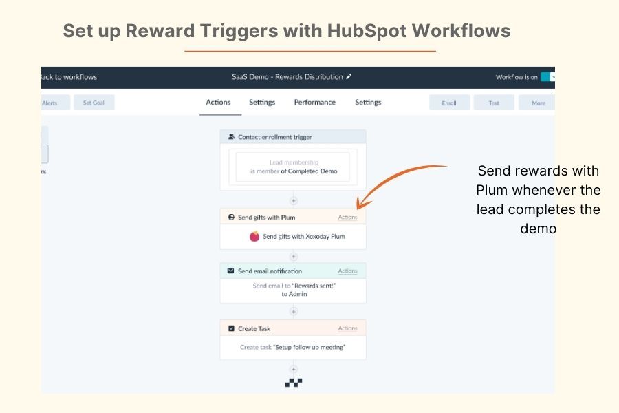 إعداد مشغلات المكافآت باستخدام مهام سير عمل HubSpot