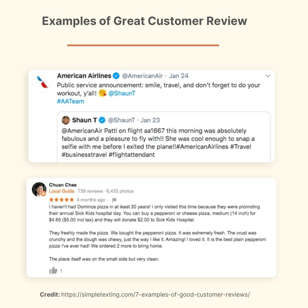 example of great customer review