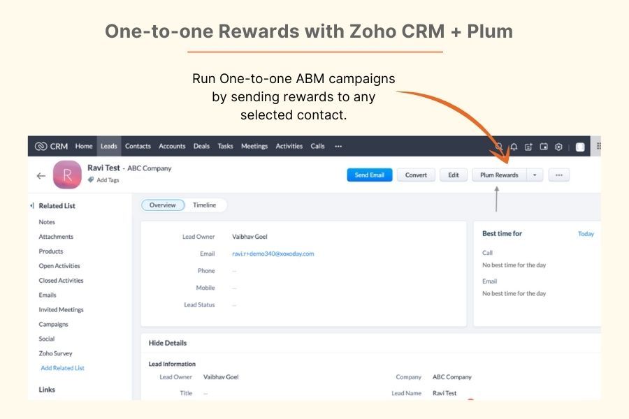 Send one-to-one Rewards with Zoho CRM