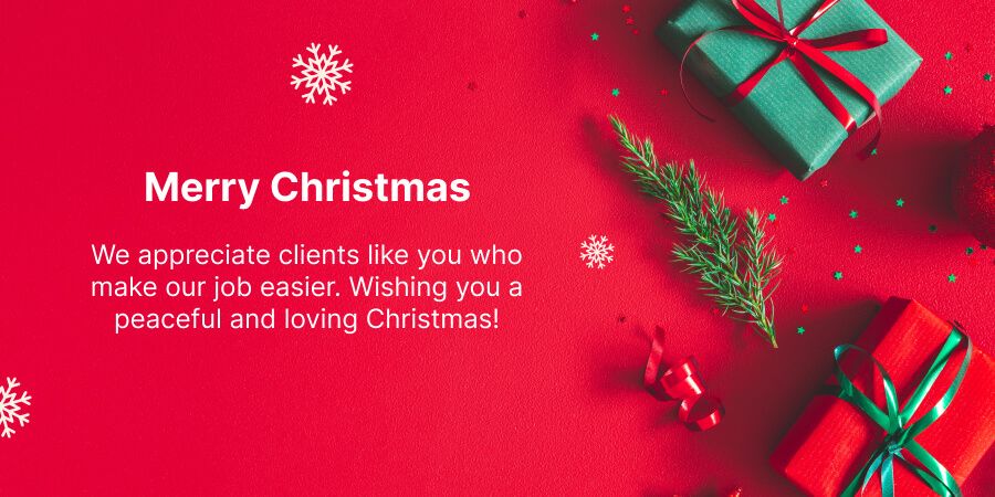 Merry Christmas wishes to clients