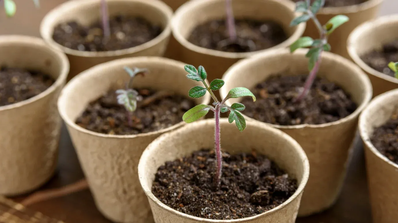 Desk plants in biodegradable pots