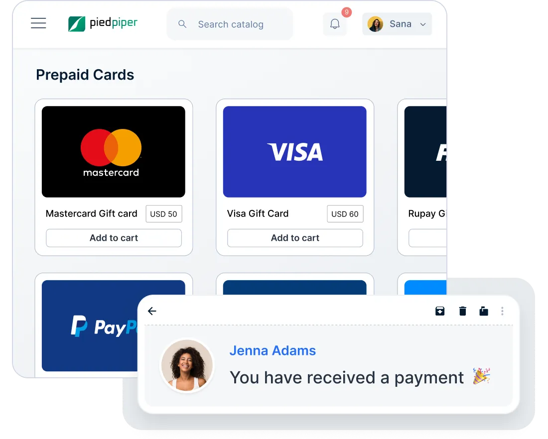 Prepaid cards as digital gifts for recruiters
