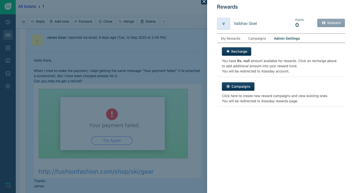 How to use Xoxoday App to Reward your Agents (For Freshdesk Admin), Picture