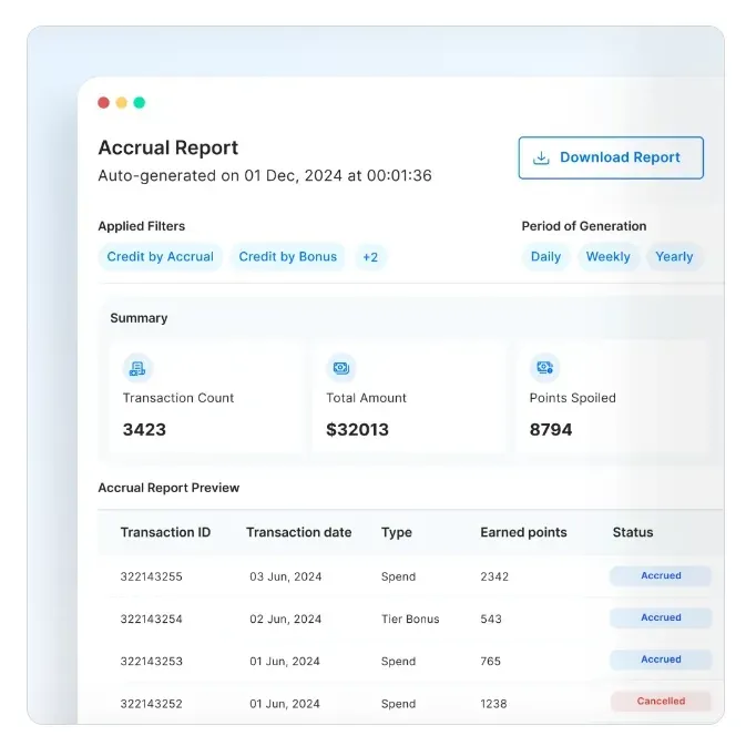 Accrual report
