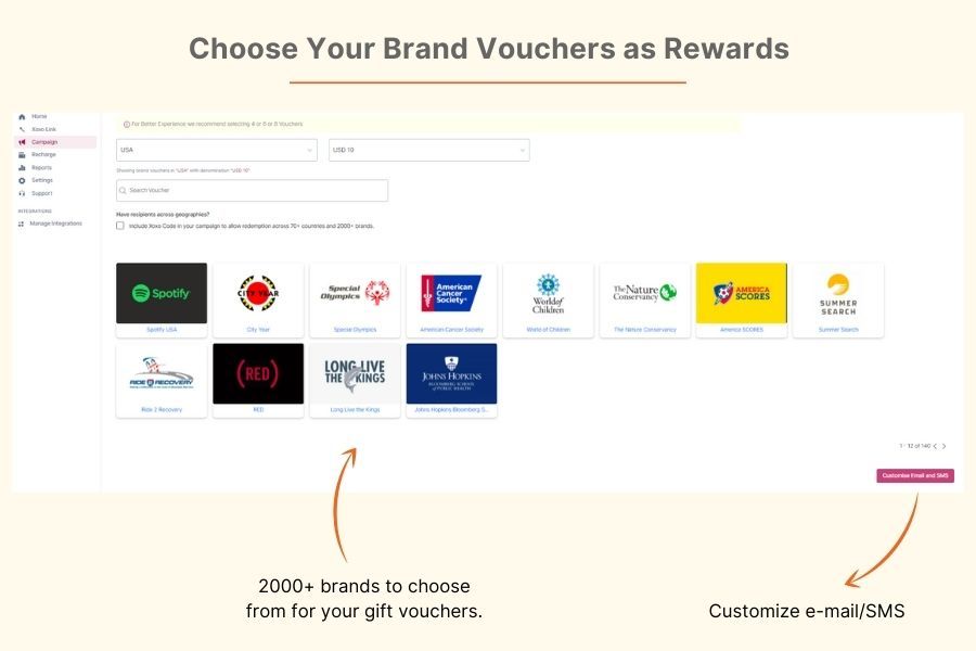Wählen Sie Ihre Markengutscheine als Belohnungen