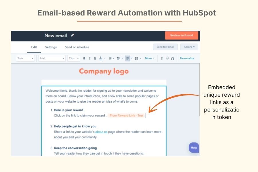 E-Mail-basierte Belohnungsautomatisierung mit HubSpot und Mail Merge