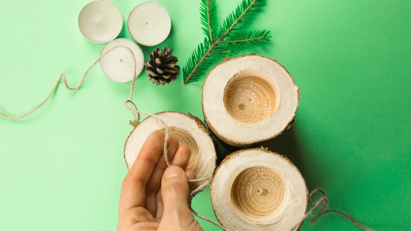 Birch log candle holders