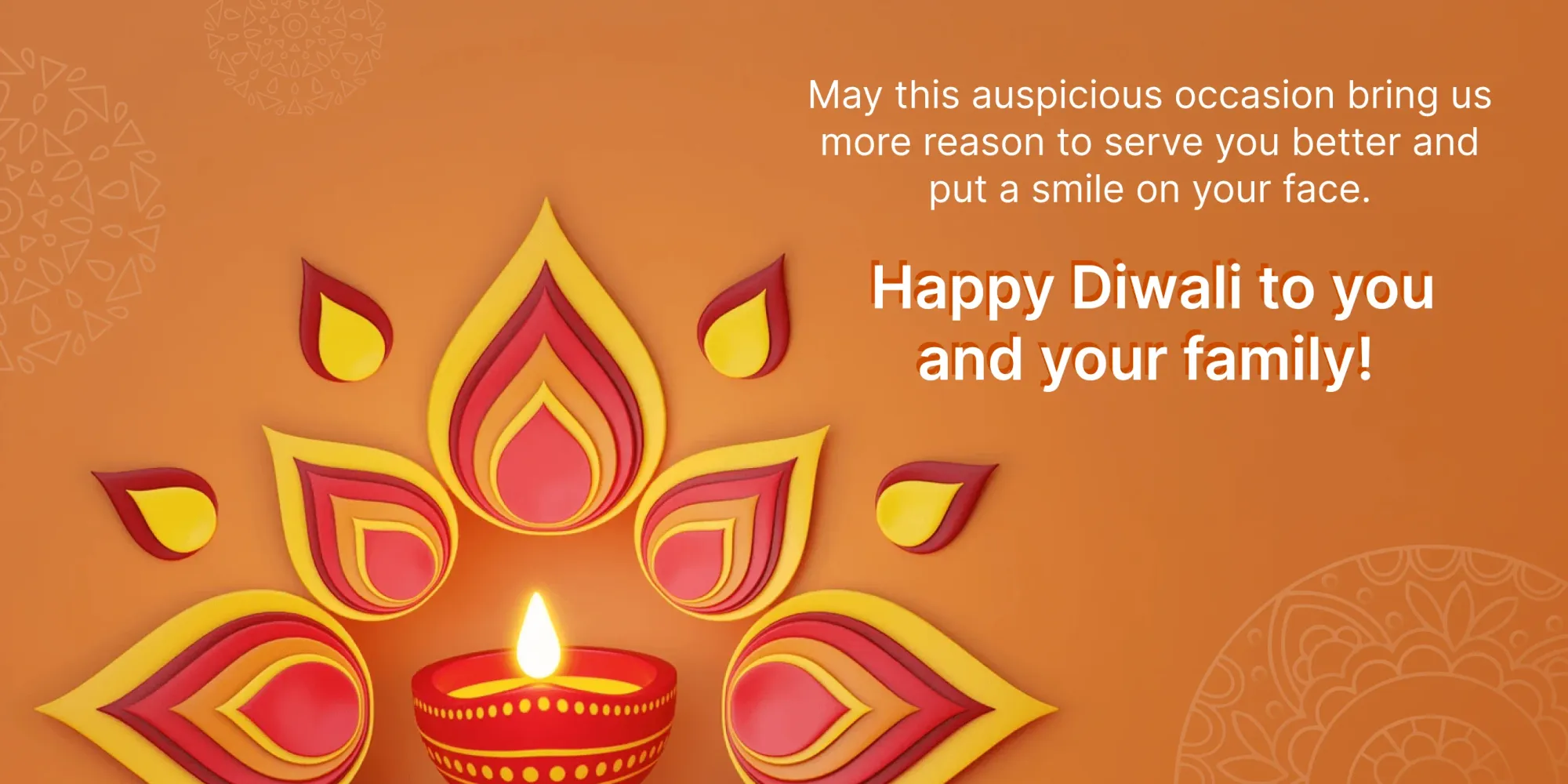 Los mejores deseos de Diwali para los clientes