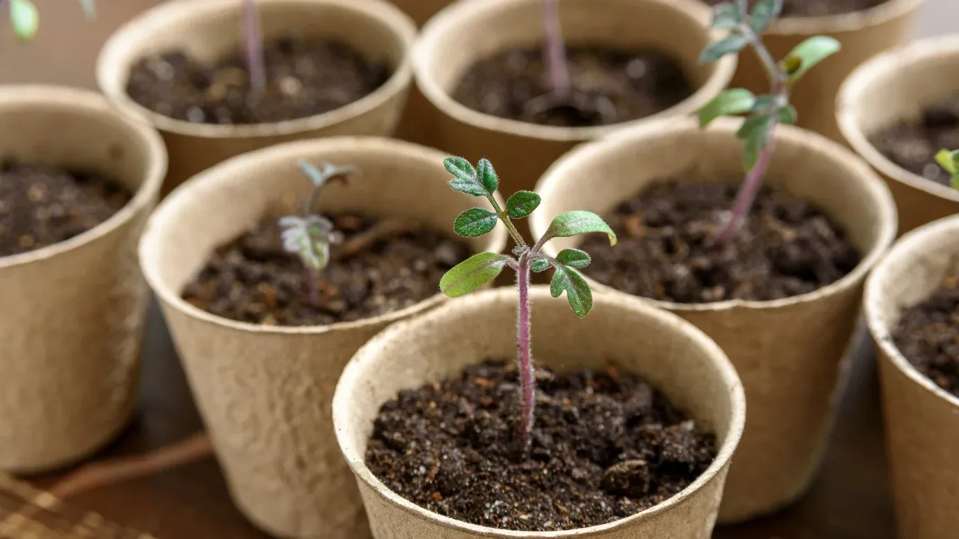 Plantas de escritorio en macetas biodegradables