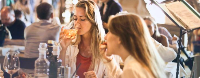 girl gang over fine dining