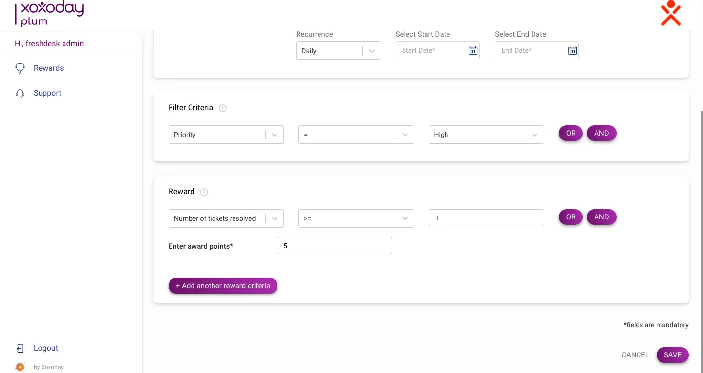 filter criteria